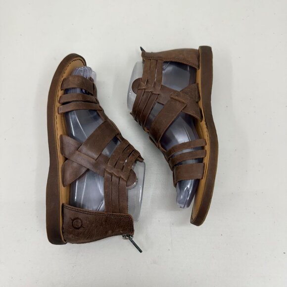 Born Harmel Brown Leather Gladiator Back Zip Open Toe Sandals Shoes Womens sz 6M - Picture 7 of 9